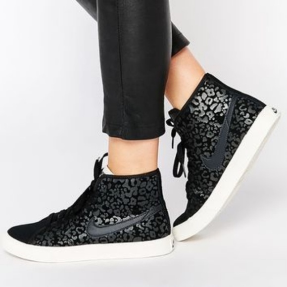 nike black animal print trainers